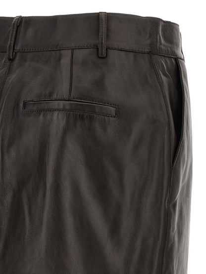 P.A.R.O.S.H. Brown Lamb Leather Long Skirt