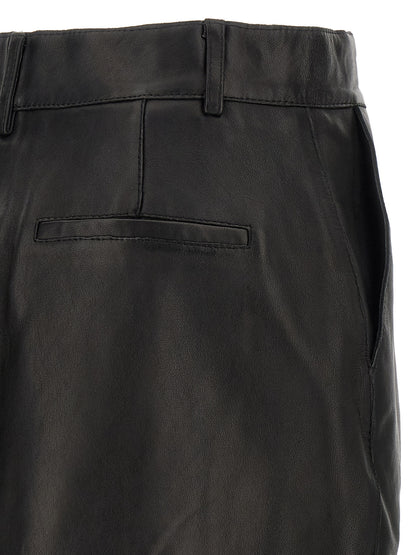P.A.R.O.S.H. Black Lamb Leather Long Skirt