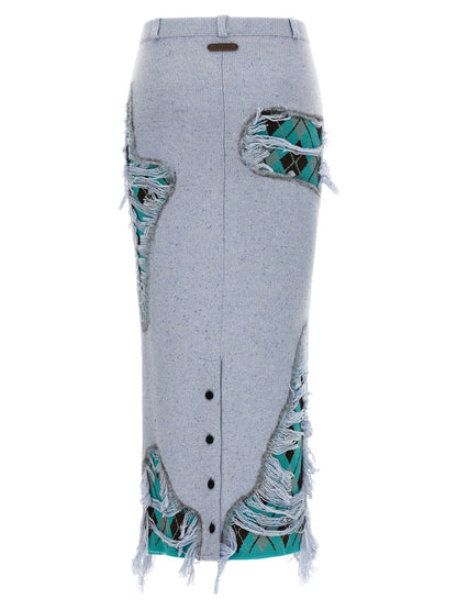 Moschino Blue Wool Midi Skirt