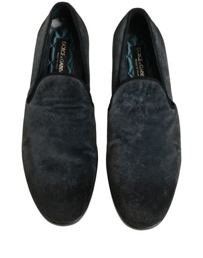Dolce & Gabbana Blue Suede Slip On Men Slippers Loafers Shoes