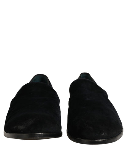 Dolce & Gabbana Black Suede Slip On Slippers Loafers Shoes
