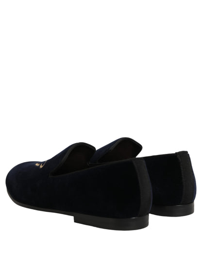 Dolce & Gabbana Black Suede DG Logo Slippers Men Loafers Shoes