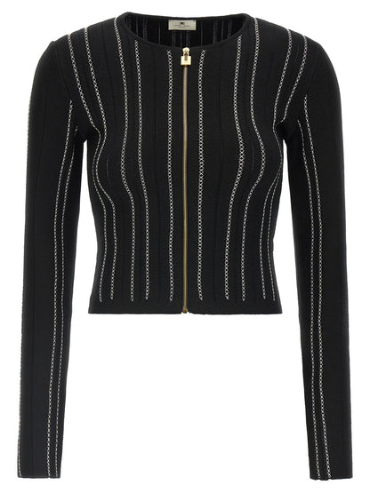 Elisabetta Franchi Black Viscose Cardigan