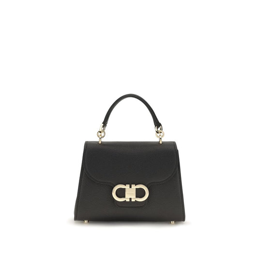 Ferragamo Black Calf Leather Bos Taurus Shoulder Bag