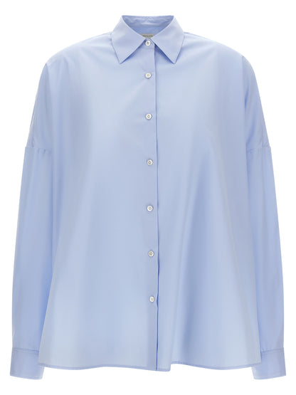 Blouse by Dries Van Noten for women in cotton light-blue showcases a sharp silhouette, elegantly detailed with a sharp and sharp .