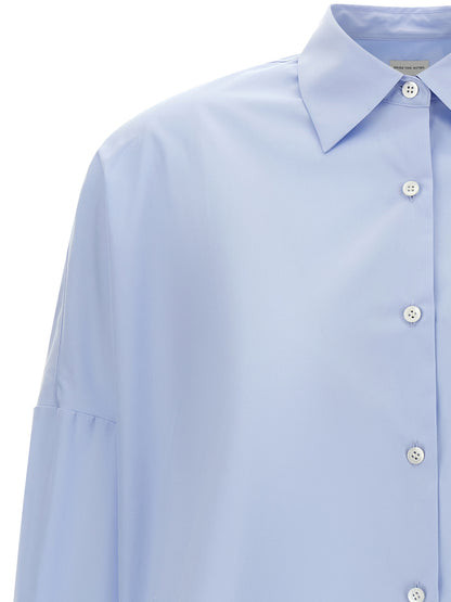 Blouse by Dries Van Noten for women in cotton light-blue showcases a sleek silhouette, elegantly detailed with a sleek and for a sleek finish.