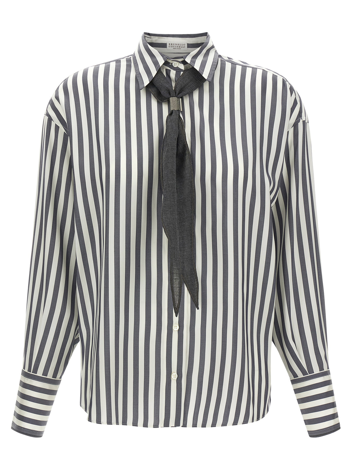 Brunello Cucinelli Gray Silk Blouse