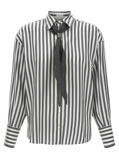 Brunello Cucinelli Gray Silk Blouse