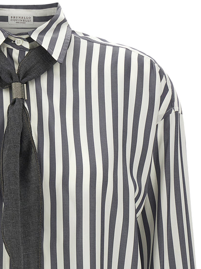 Brunello Cucinelli Gray Silk Blouse