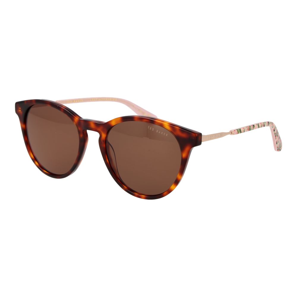 Sunglasses by Ted Baker for women in wool brown showcases a ethereal silhouette, featuring brown coloured frame full-rim round frame design with category-3-dark-tint lens for a ethereal finish.