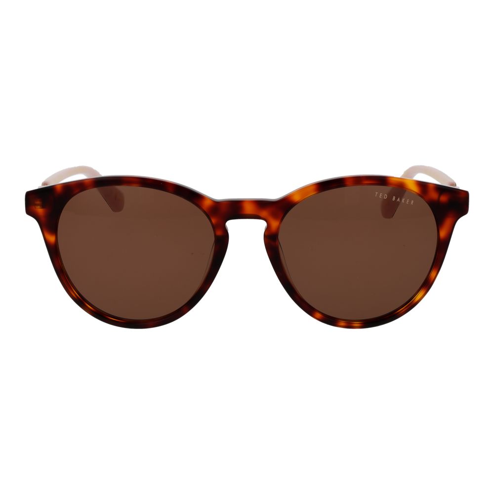 Sunglasses by Ted Baker for women in wool and brown featuring an stylish full-rim round frame design with a sophisticated brown coloured frame finish and high-performance category-3-dark-tint lens.