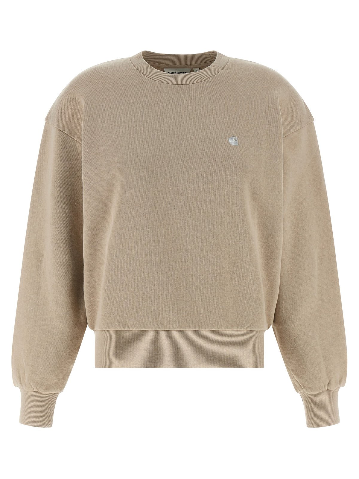 Activewear Sweatshirt by Carhartt Wip for women in cotton beige & signature presents a dynamic silhouette, featuring a dynamic round crew neckline and detailed with functional .