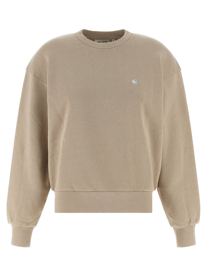 Activewear Sweatshirt by Carhartt Wip for women in cotton beige & signature presents a dynamic silhouette, featuring a dynamic round crew neckline and detailed with functional .