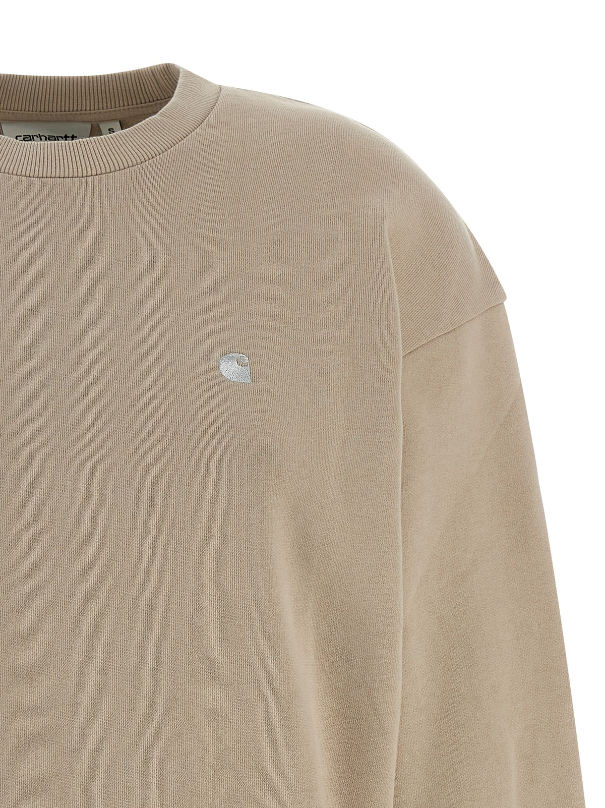 Activewear Sweatshirt by Carhartt Wip for women in cotton beige & signature showcases a athletic silhouette with sleeves, a athletic round crew neckline, and high-performance for a athletic aesthetic.