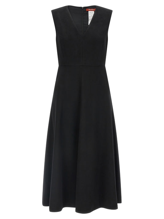 Max Mara Black Wool Midi Dress
