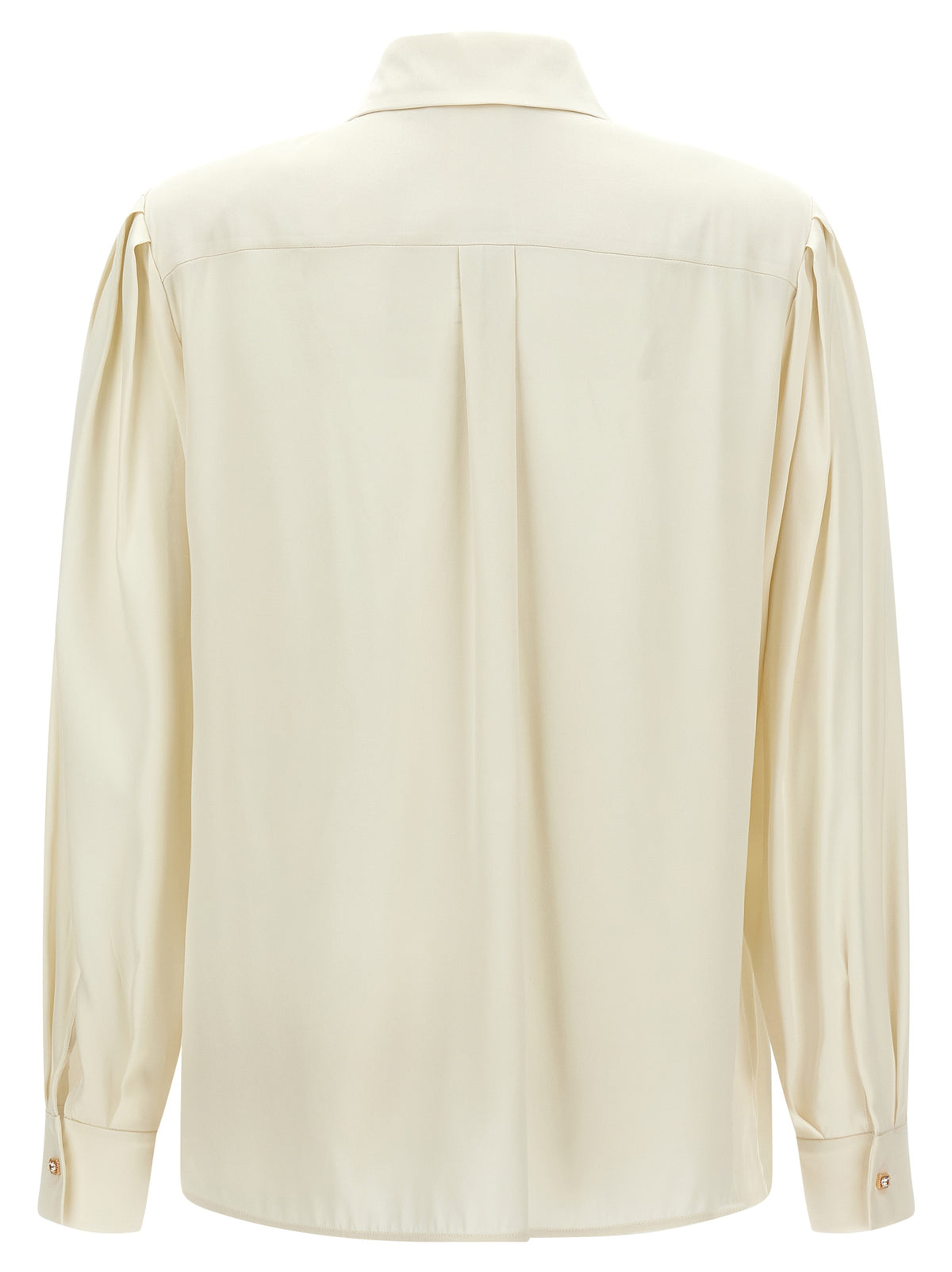 Blouse by Max Mara for women in silk gold & white showcases a sharp silhouette, elegantly detailed with a sharp and sharp .