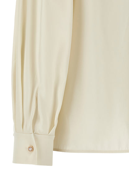 Blouse by Max Mara for women in silk gold & white showcases a sublime silhouette, artfully detailed with a sublime and for a sophisticated, sublime finish.