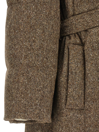 Hooded Puffer Jacket by Brunello Cucinelli for women in polyamide & virgin wool brown features an on trend silhouette, showcasing refined hooded & insulated and a sophisticated for a truly on trend finish.