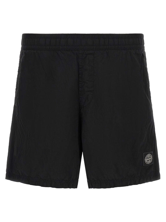 Stone Island Black Polyamide Cargo Shorts
