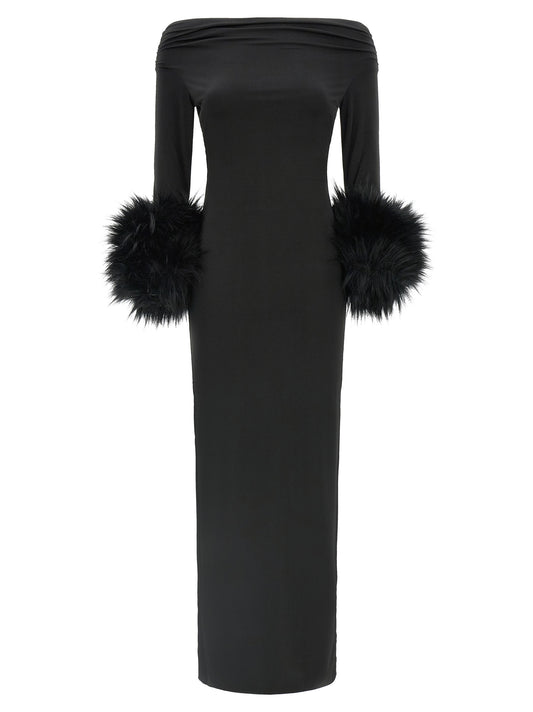 The Andamane Black Polyester Long Dress
