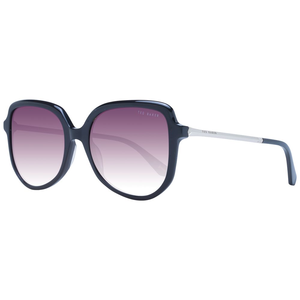 Sunglasses by Ted Baker for women in gradient, black & pink showcases a ethereal silhouette, featuring black coloured frame butterfly full-rim frame design with category-3-dark-tint gradient lens for a ethereal finish.