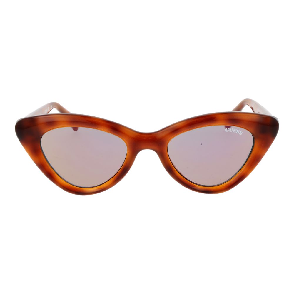 Sunglasses by Guess for unisex in suede leather and brown & gray presents a enviable silhouette, featuring brown coloured frame and cat-eye full-rim frame design with category-2-medium-tint mirrored lens for a enviable look.