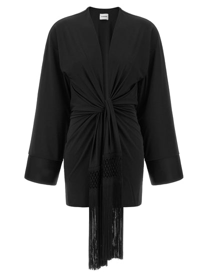 The Andamane Black Polyester Short Dress