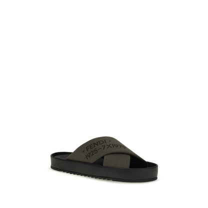 Fendi Bicolor Polyester Flat Sandals