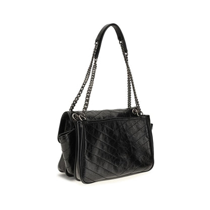 Saint Laurent Black Calf Leather Bos Taurus Shoulder Bag