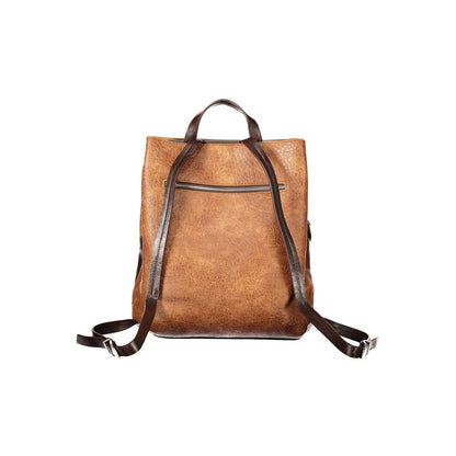 Backpack by Desigual for women in polyurethane brown features a utilitarian chic Polyurethane Backpack design with a secure snap & zipper, ample built-in-compartments, external-pockets & internal-pockets, and versatile backpack-strap, adjustable-strap & handle for a utilitarian chic finish.