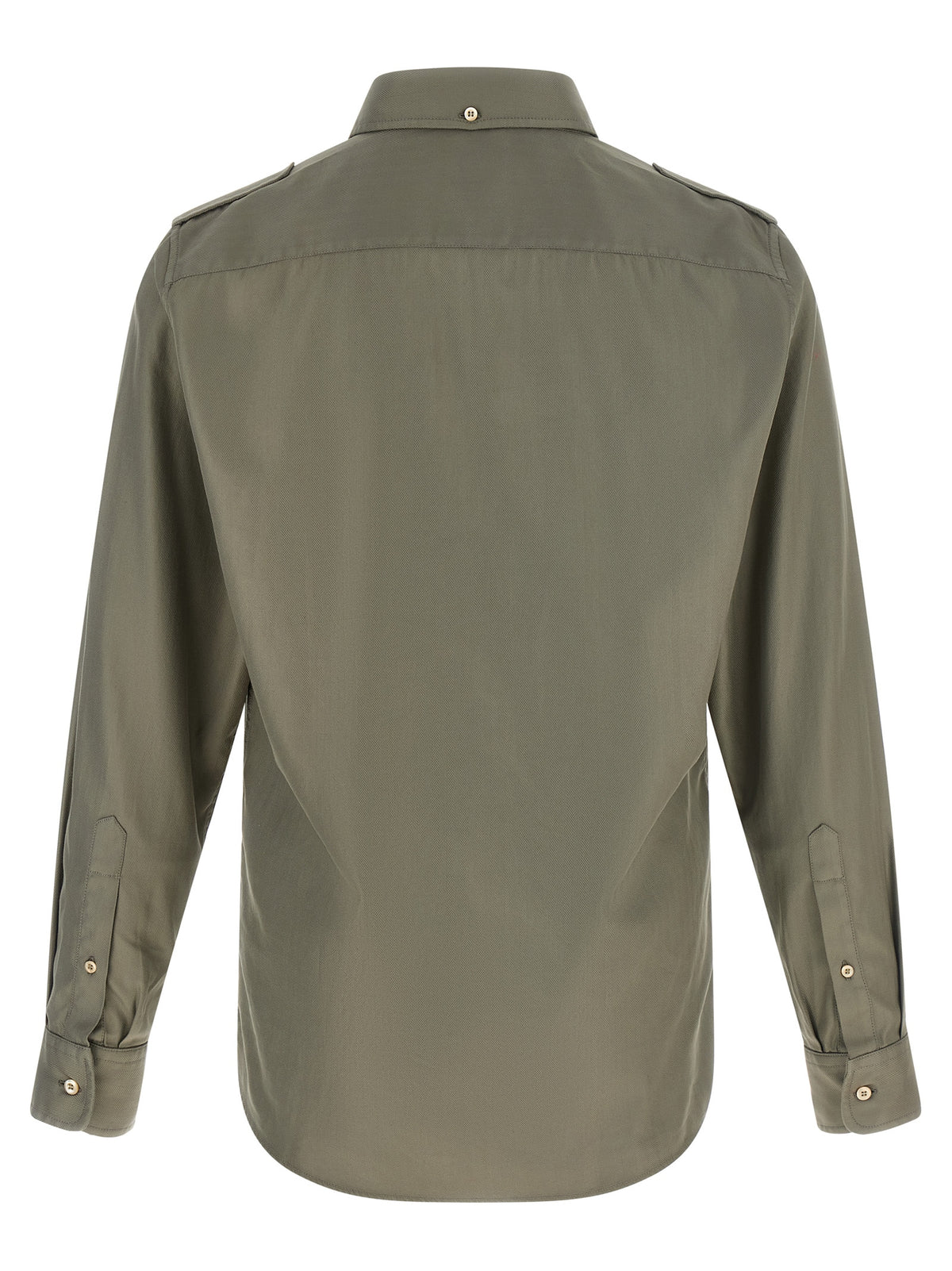 Shirt by Brunello Cucinelli for men in cotton bicolour, green, olive, pearl & chevron, featuring a nuanced and nuanced for a sophisticated finish.