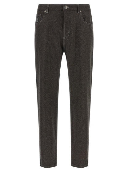 Brunello Cucinelli Gray Virgin Wool Casual Pants