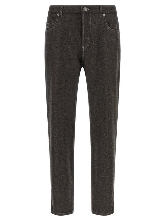 Brunello Cucinelli Gray Virgin Wool Casual Pants