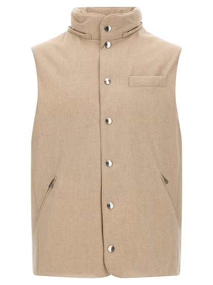 Brunello Cucinelli Beige Wool Sleeveless Jacket