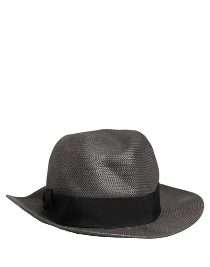 Dolce & Gabbana Men Gray Paper Woven Wide Brim Fedora Hat