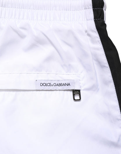 Dolce & Gabbana White DG Logo Men Drawstring Shorts Swimwear