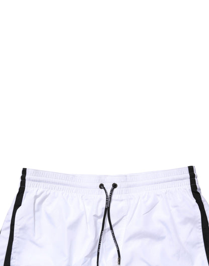 Dolce & Gabbana White DG Logo Men Drawstring Shorts Swimwear