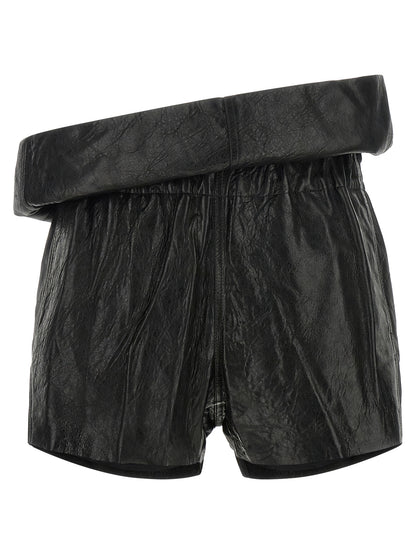 Rick Owens Black Lamb Leather Bermuda Shorts