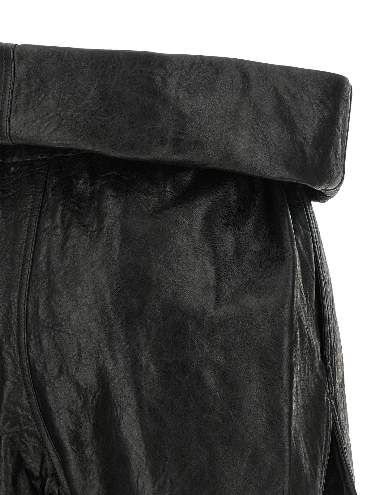 Rick Owens Black Lamb Leather Bermuda Shorts