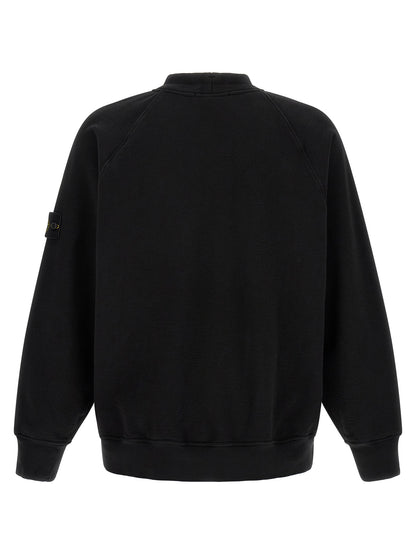 Sweatshirt by Stone Island for men in cotton black & signature features a unrivaled silhouette with a refined mock neckline and unrivaled detailing for a sophisticated look.