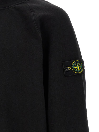 Sweatshirt by Stone Island for men in cotton black & signature features an provocated silhouette, detailed with a provocated and a refined for a sophisticated aesthetic.