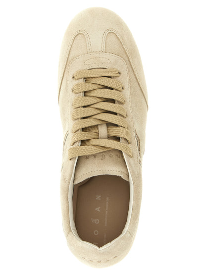 Hogan Beige Calfskin Athletic Sneakers