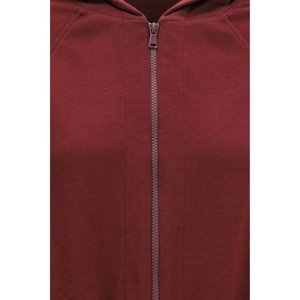 Brunello Cucinelli Women's Regular Fit Polyamide Cotton Silk Sweatshirt Hoodie - Bordeaux Signature