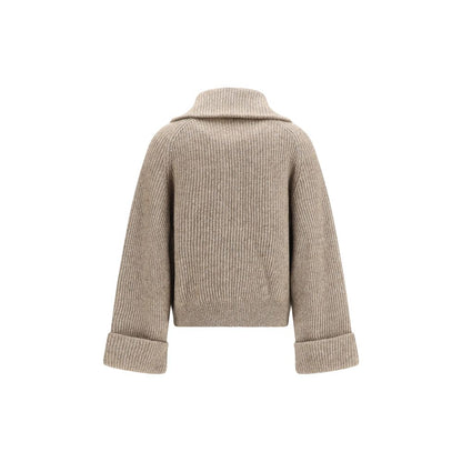 Sweater by Brunello Cucinelli for women in cashmere mohair & polyamide beige showcases a discreet silhouette, finished with a discreet high-collar neckline and for a discreet look.