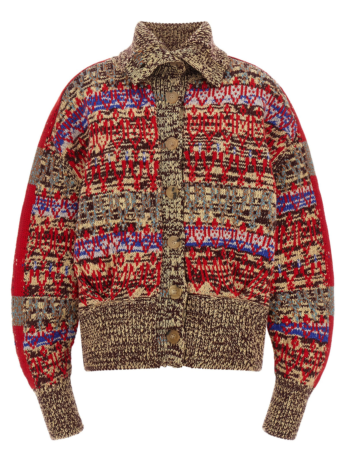 Cardigan by Dries Van Noten for women in cashmere wool horn, multicolor, patterned & jacquard features an impeccable silhouette, showcasing a sophisticated and detail for a truly impeccable finish.