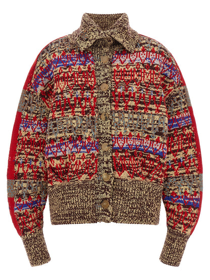 Cardigan by Dries Van Noten for women in cashmere wool horn, multicolor, patterned & jacquard features an impeccable silhouette, showcasing a sophisticated and detail for a truly impeccable finish.