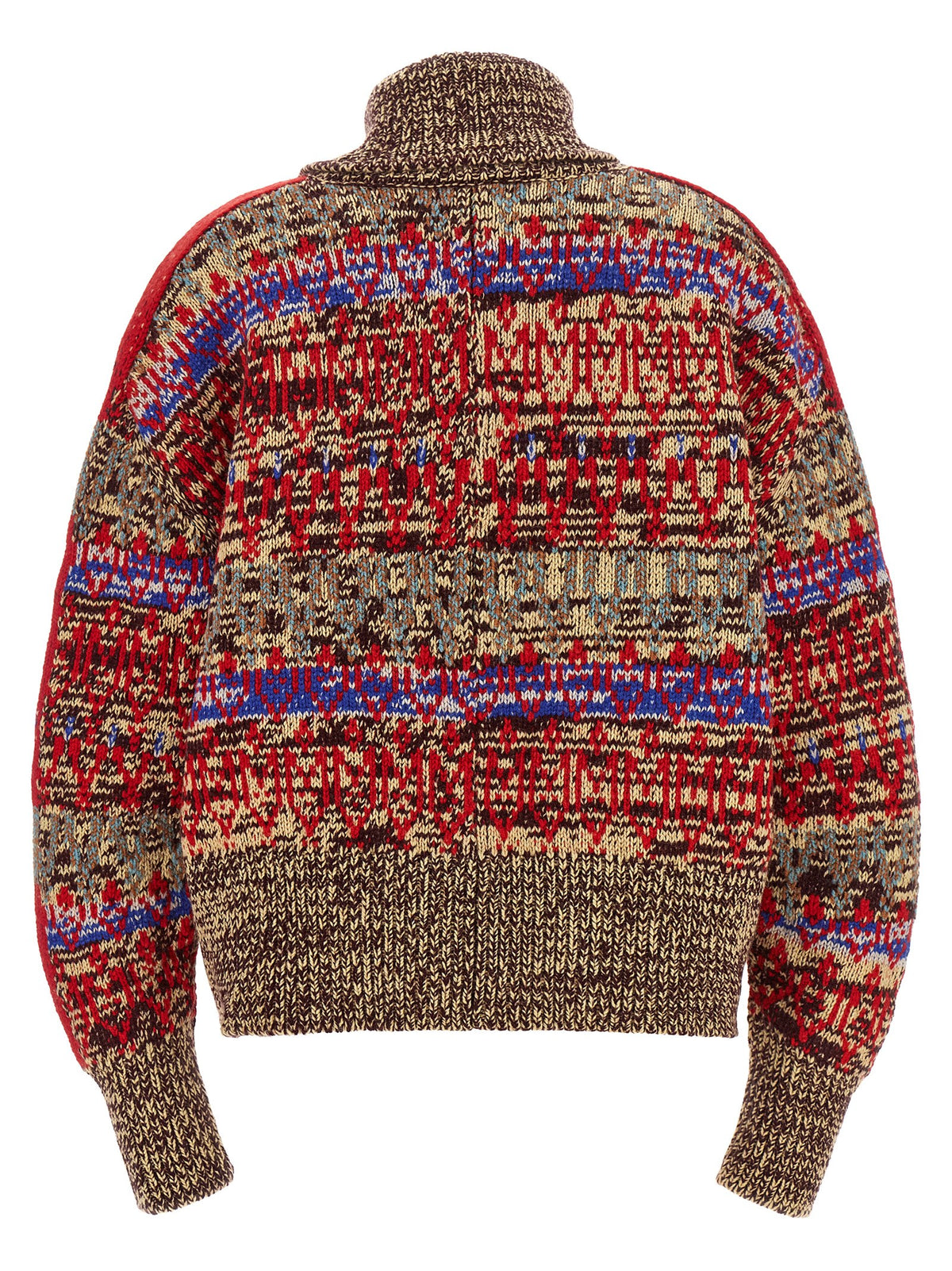 Cardigan by Dries Van Noten for women in cashmere wool horn, multicolor, patterned & jacquard features a dramatic silhouette, showcasing a sophisticated and dramatic detail for a timeless, premium look.