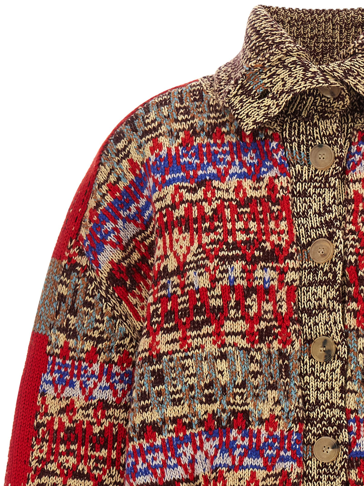 Cardigan by Dries Van Noten for women in cashmere wool horn, multicolor, patterned & jacquard features an impeccable silhouette, showcasing a sophisticated and detail for a truly impeccable finish.