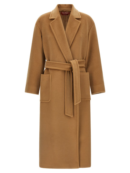 Max Mara Women's Wool Overcoat - Beige Camel Jacquard Monogram