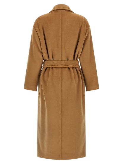 Max Mara Women's Wool Overcoat - Beige Camel Jacquard Monogram